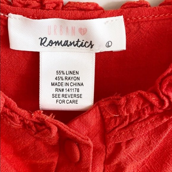 Urban Romantics Red Ruffle Button down Top - Picture 5 of 5